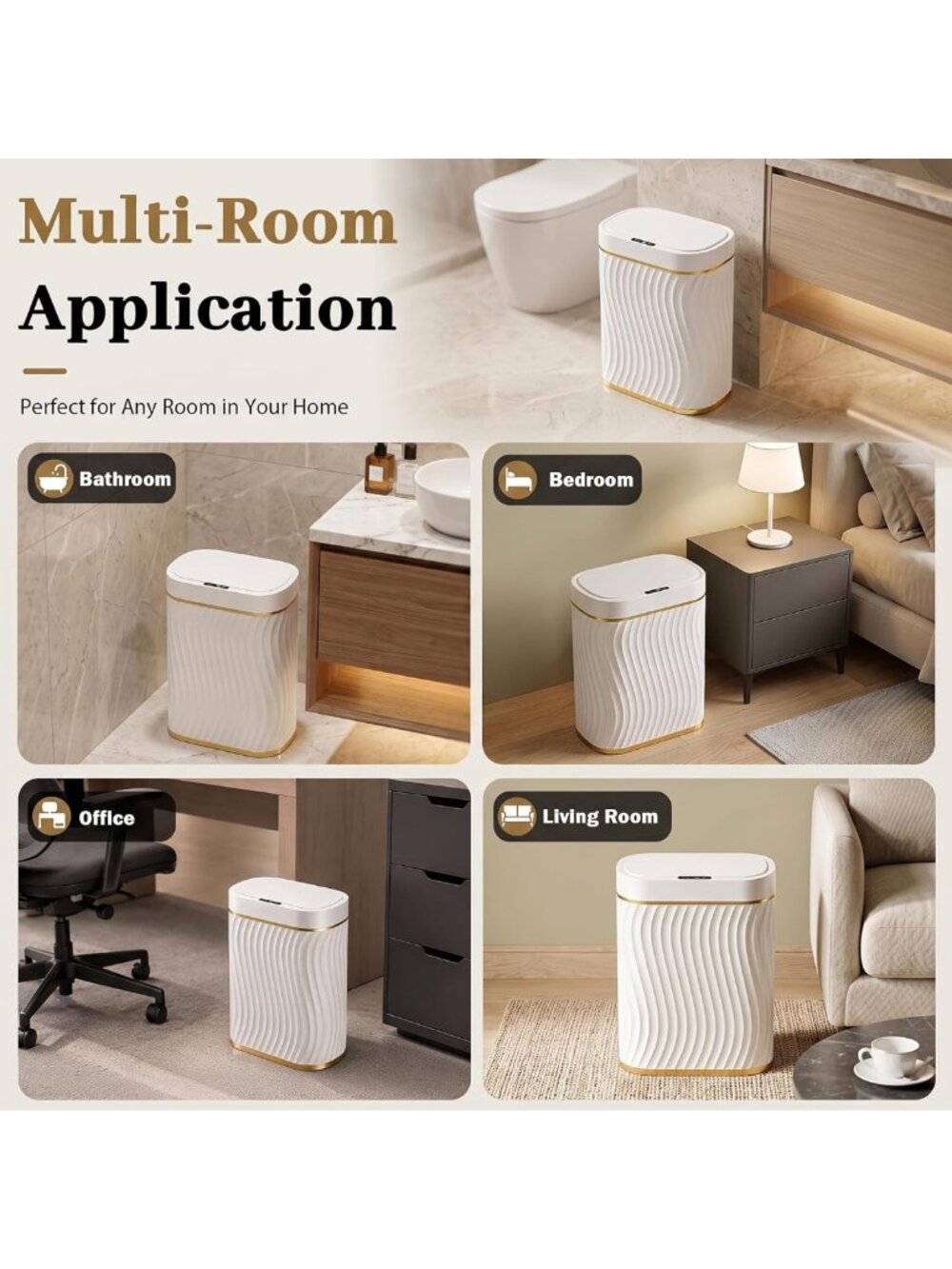 Touchless Motion Sensor Trash Can - 2.6 Gallon Slim Waterproof Bin for Home - Picture 6 of 8